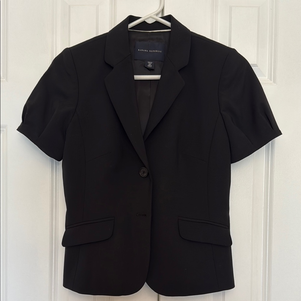 Banana Republic Black Short-Sleeved Blazer Tailored Fit